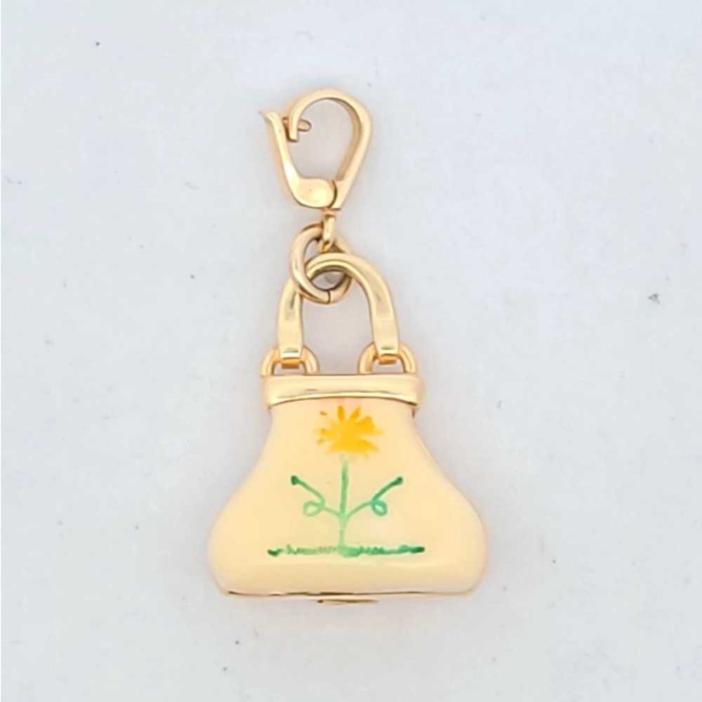 Rosato 14K Yellow Gold Enamel Flower Handbag Charm Pendant
